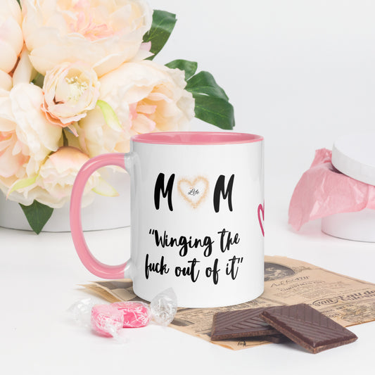 Mum life, winging the fuck out of it. Mug with Color Inside